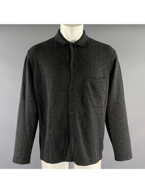 EVAN KINORI Size M Grey Heather Wool And Cashmere Button Up Sweater